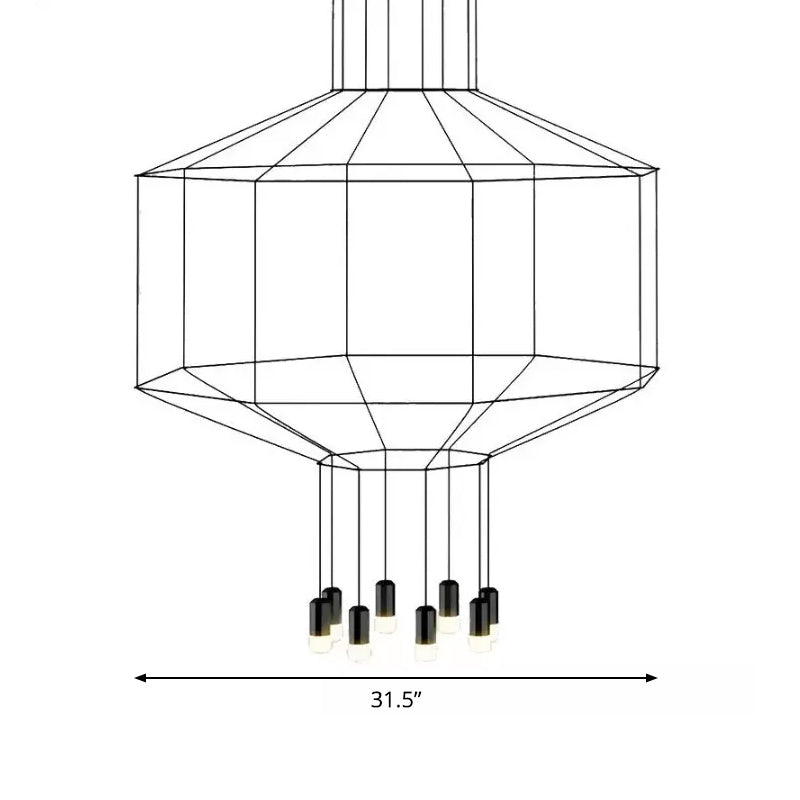 4/6/8 Heads Iron Pendant Light Industrial Black Hexagonal Chandelier - Rebooters