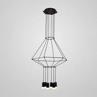 4/6/8 Heads Iron Pendant Light Industrial Black Hexagonal Chandelier - Rebooters