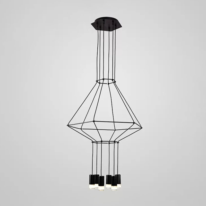 4/6/8 Heads Iron Pendant Light Industrial Black Hexagonal Chandelier - Rebooters