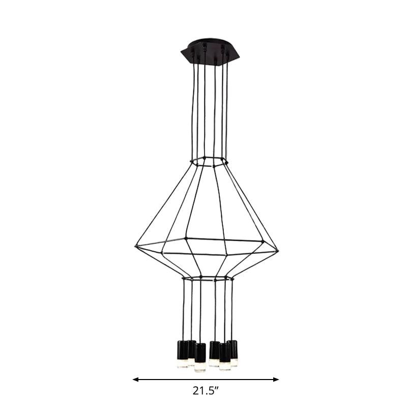 4/6/8 Heads Iron Pendant Light Industrial Black Hexagonal Chandelier - Rebooters