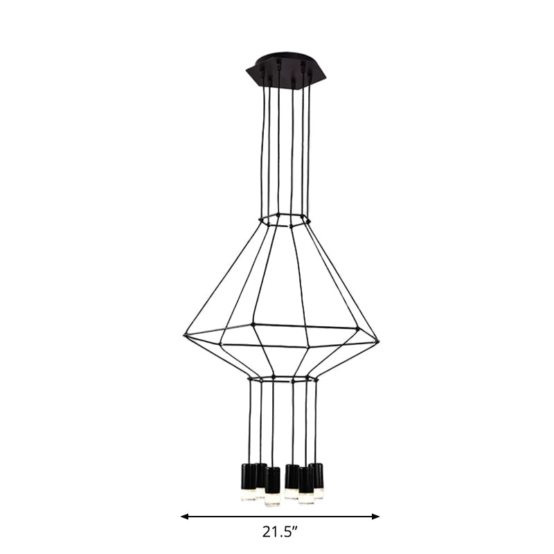 4/6/8 Heads Iron Pendant Light Industrial Black Hexagonal Chandelier - Rebooters