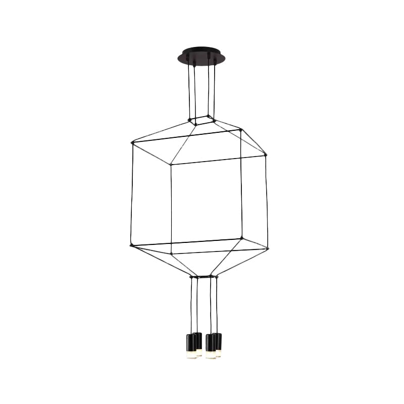 4/6/8 Heads Iron Pendant Light Industrial Black Hexagonal Chandelier - Rebooters