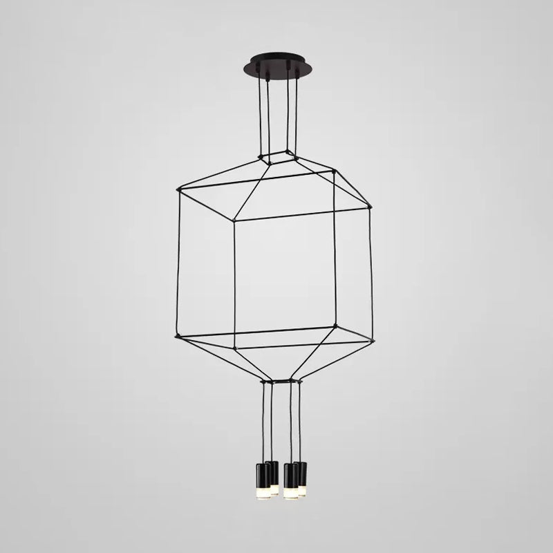 4/6/8 Heads Iron Pendant Light Industrial Black Hexagonal Chandelier - Rebooters