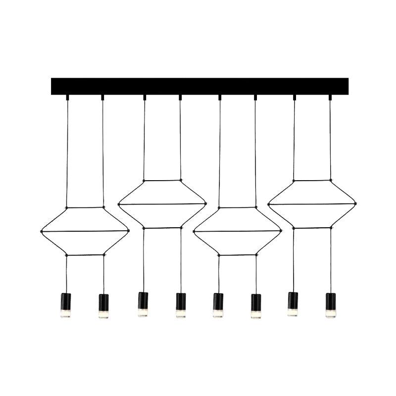 4/6/8 Heads Iron Pendant Light Industrial Black Hexagonal Chandelier - Rebooters