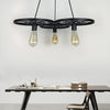 3/6 Lights Iron Hanging Chandelier Farmhouse Black Wheel Lamp - Rebooters