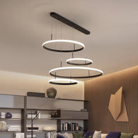 4-Head Living Room LED Chandelier Minimalist Black Coffee Pendant Lamp - Rebooters