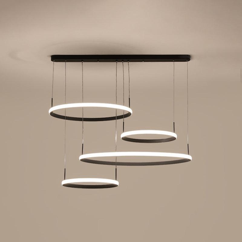 4-Head Living Room LED Chandelier Minimalist Black Coffee Pendant Lamp - Rebooters