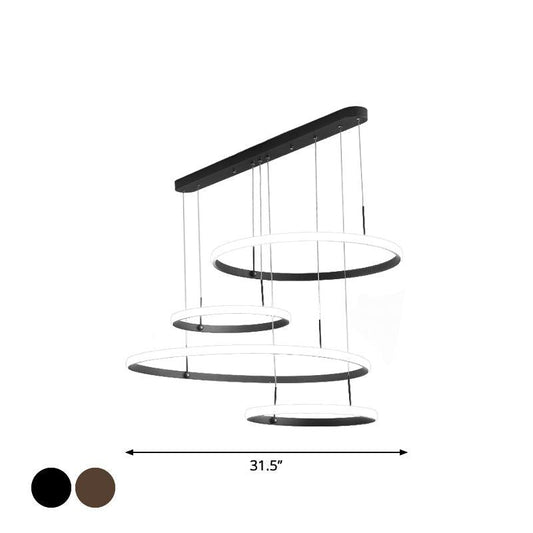 4-Head Living Room LED Chandelier Minimalist Black Coffee Pendant Lamp - Rebooters