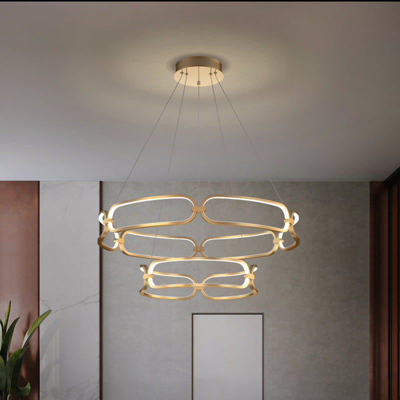 1/2-Tiered Wristlet Shaped Chandelier Metal Gold LED Light - Rebooters