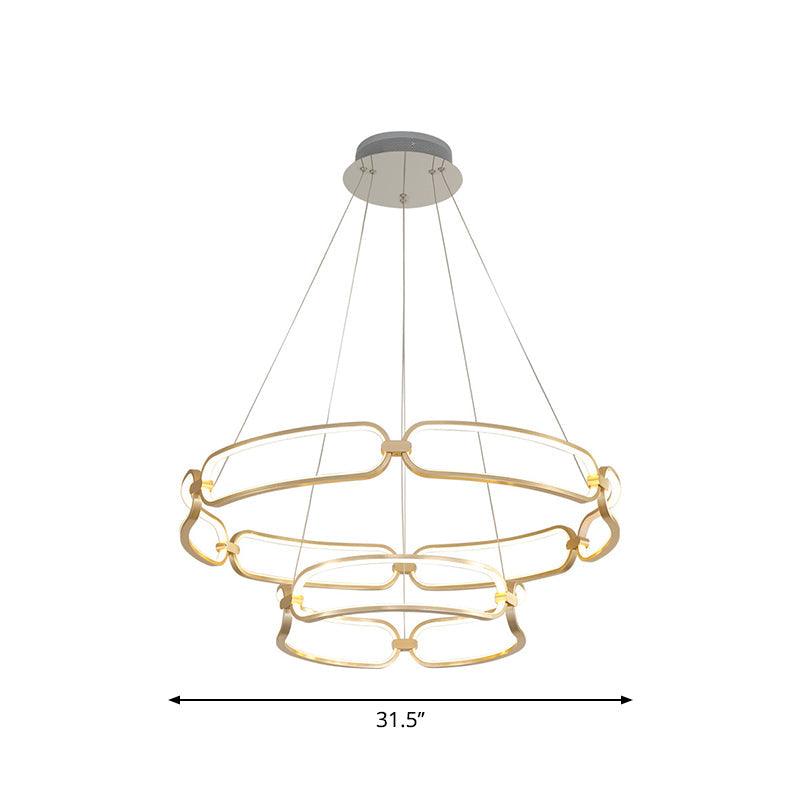 1/2-Tiered Wristlet Shaped Chandelier Metal Gold LED Light - Rebooters