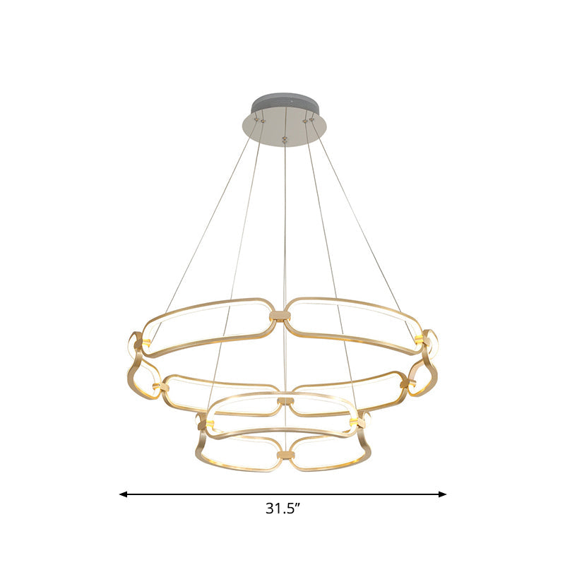 1/2-Tiered Wristlet Shaped Chandelier Metal Gold LED Light - Rebooters