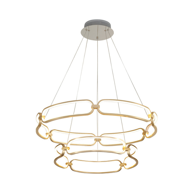 1/2-Tiered Wristlet Shaped Chandelier Metal Gold LED Light - Rebooters