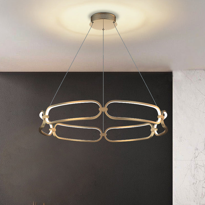 1/2-Tiered Wristlet Shaped Chandelier Metal Gold LED Light - Rebooters