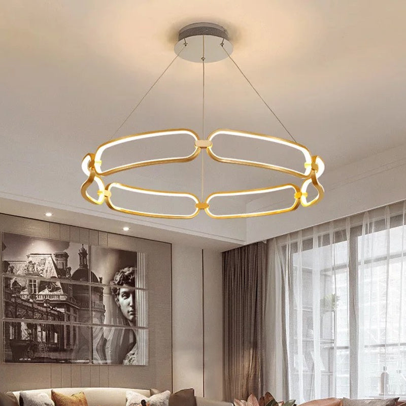 1/2-Tiered Wristlet Shaped Chandelier Metal Gold LED Light - Rebooters