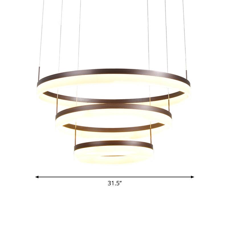 Acrylic 2/3-Tier Circular Drop Pendant Minimalism Coffee Lamp - Rebooters