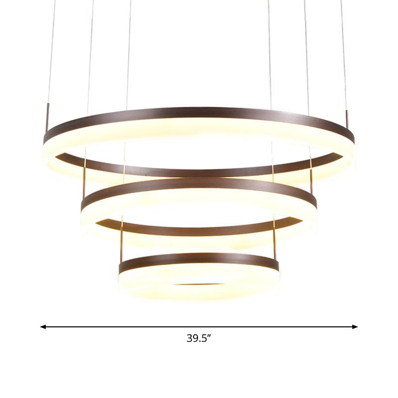 Acrylic 2/3-Tier Circular Drop Pendant Minimalism Coffee Lamp - Rebooters