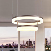 Acrylic 2/3-Tier Circular Drop Pendant Minimalism Coffee Lamp - Rebooters