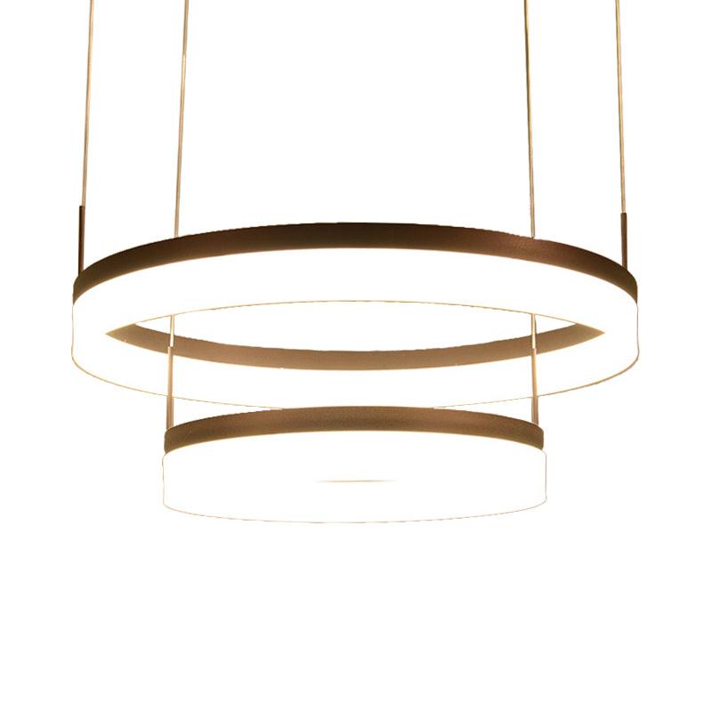 Acrylic 2/3-Tier Circular Drop Pendant Minimalism Coffee Lamp - Rebooters