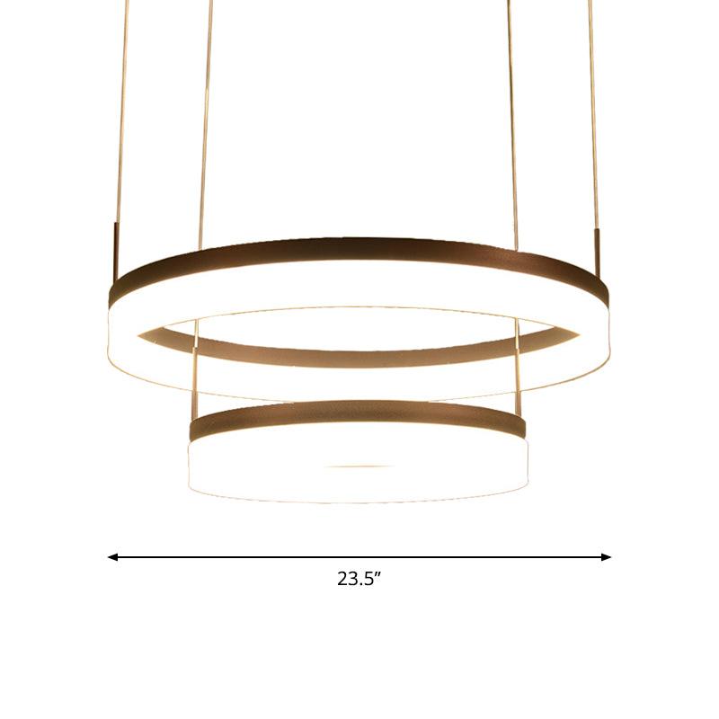 Acrylic 2/3-Tier Circular Drop Pendant Minimalism Coffee Lamp - Rebooters