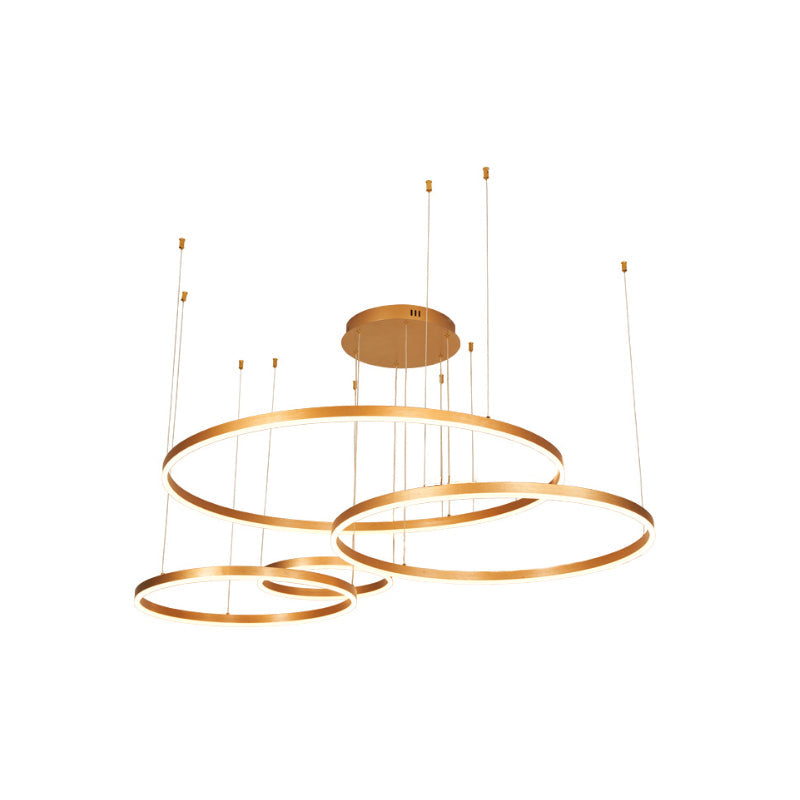 Metal Bubble Ring Chandelier Novelty Minimalist 4-Light LED Suspension Light - Rebooters