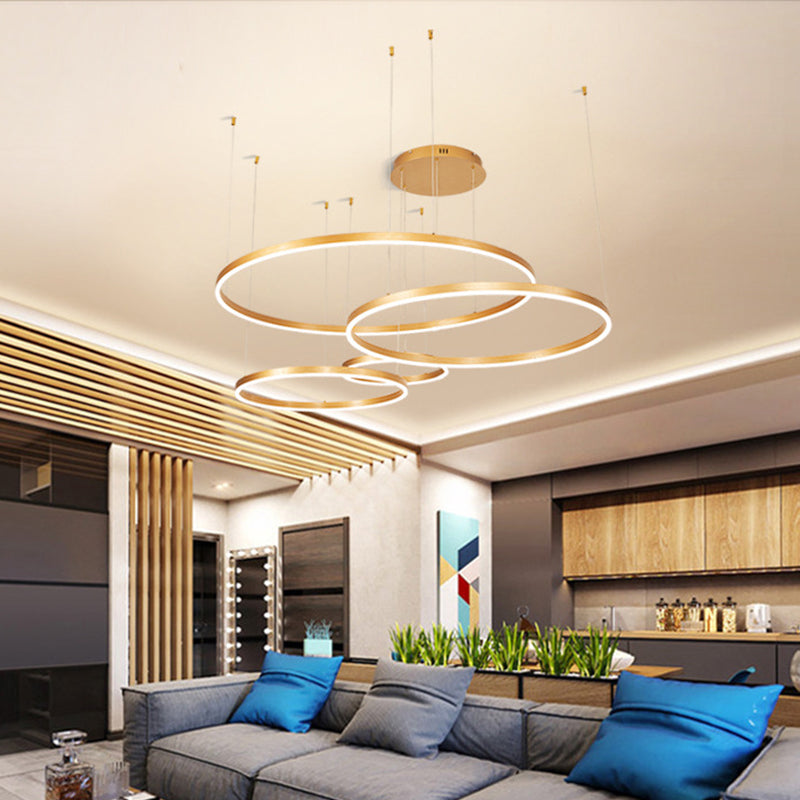 Metal Bubble Ring Chandelier Novelty Minimalist 4-Light LED Suspension Light - Rebooters