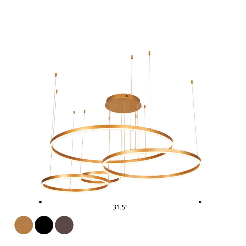 Metal Bubble Ring Chandelier Novelty Minimalist 4-Light LED Suspension Light - Rebooters