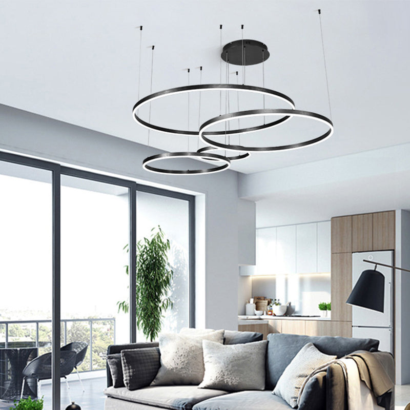 Metal Bubble Ring Chandelier Novelty Minimalist 4-Light LED Suspension Light - Rebooters