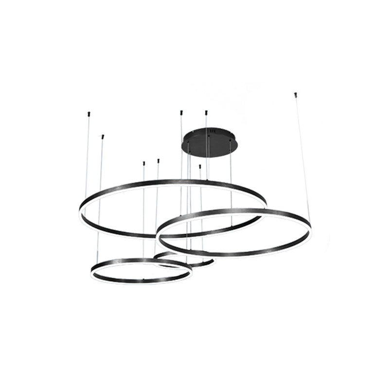 Metal Bubble Ring Chandelier Novelty Minimalist 4-Light LED Suspension Light - Rebooters