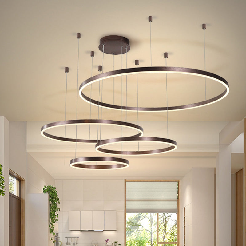 Metal Bubble Ring Chandelier Novelty Minimalist 4-Light LED Suspension Light - Rebooters