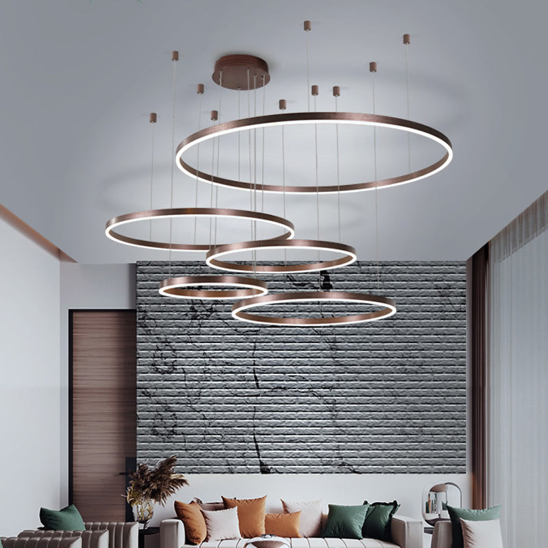 Metal Bubble Ring Chandelier Novelty Minimalist 4-Light LED Suspension Light - Rebooters