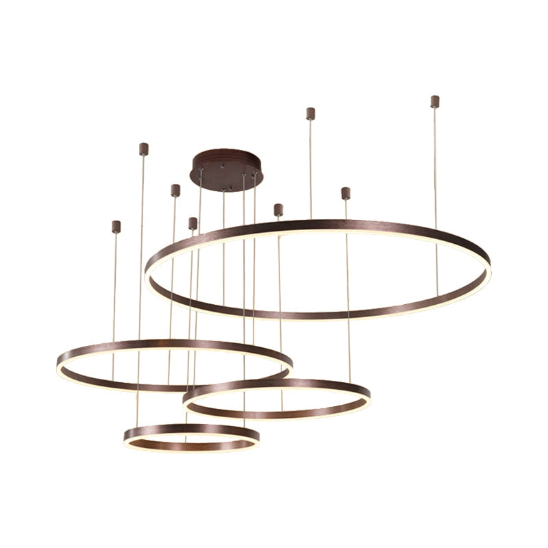 Metal Bubble Ring Chandelier Novelty Minimalist 4-Light LED Suspension Light - Rebooters