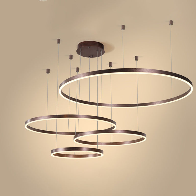 Metal Bubble Ring Chandelier Novelty Minimalist 4-Light LED Suspension Light - Rebooters