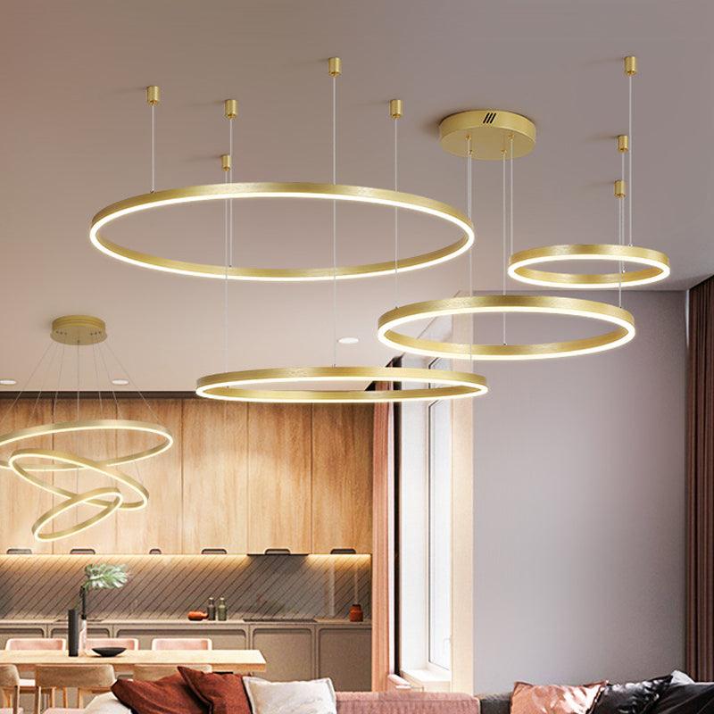 3/4/5 Tiered Hoop Metal Chandelier Gold LED Ceiling Light - Rebooters