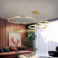 3/4/5 Tiered Hoop Metal Chandelier Gold LED Ceiling Light - Rebooters