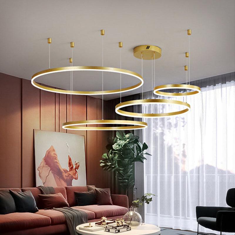 3/4/5 Tiered Hoop Metal Chandelier Gold LED Ceiling Light - Rebooters