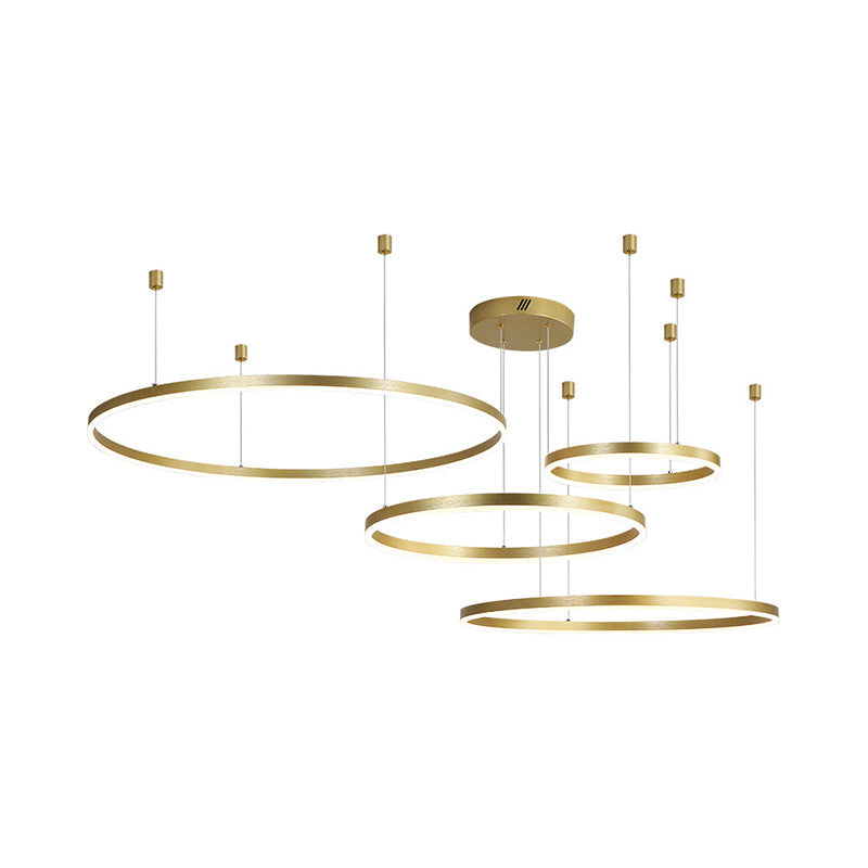 3/4/5 Tiered Hoop Metal Chandelier Gold LED Ceiling Light - Rebooters