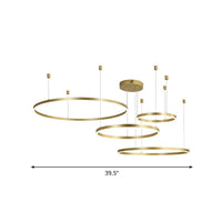 3/4/5 Tiered Hoop Metal Chandelier Gold LED Ceiling Light - Rebooters
