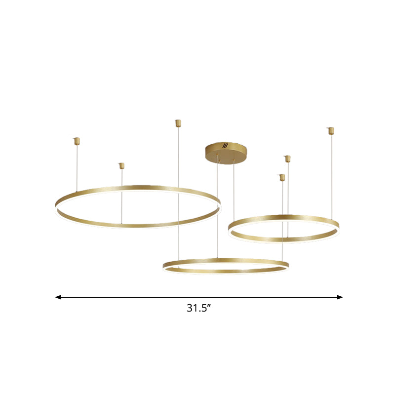 3/4/5 Tiered Hoop Metal Chandelier Gold LED Ceiling Light - Rebooters