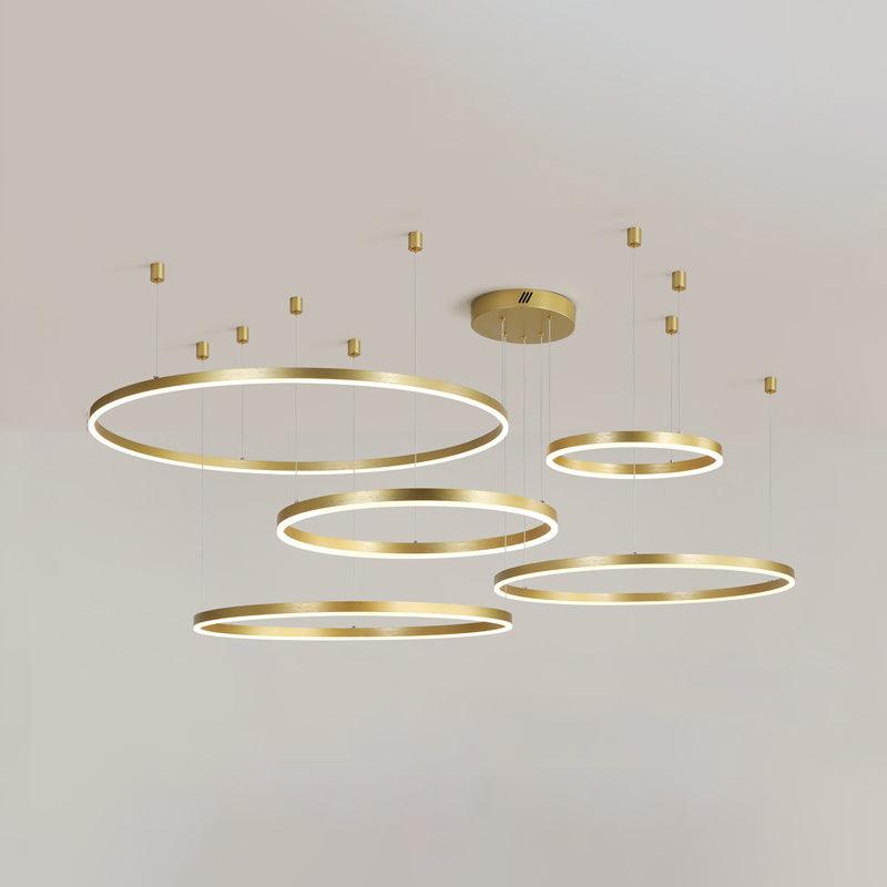 3/4/5 Tiered Hoop Metal Chandelier Gold LED Ceiling Light - Rebooters