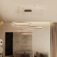 3/4/5-Tier Circular Restaurant Chandelier Acrylic Minimalist LED Ceiling Pendant Light - Rebooters