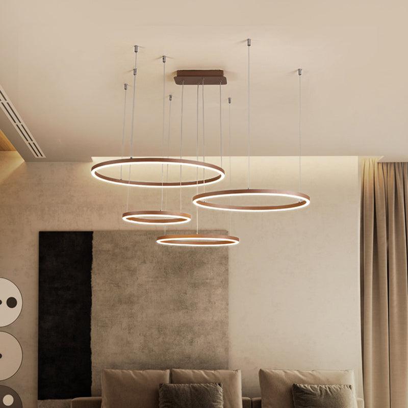 3/4/5-Tier Circular Restaurant Chandelier Acrylic Minimalist LED Ceiling Pendant Light - Rebooters