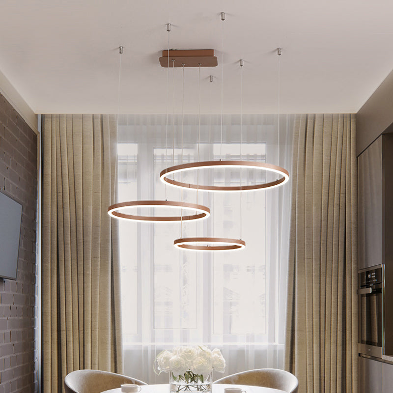 3/4/5-Tier Circular Restaurant Chandelier Acrylic Minimalist LED Ceiling Pendant Light - Rebooters