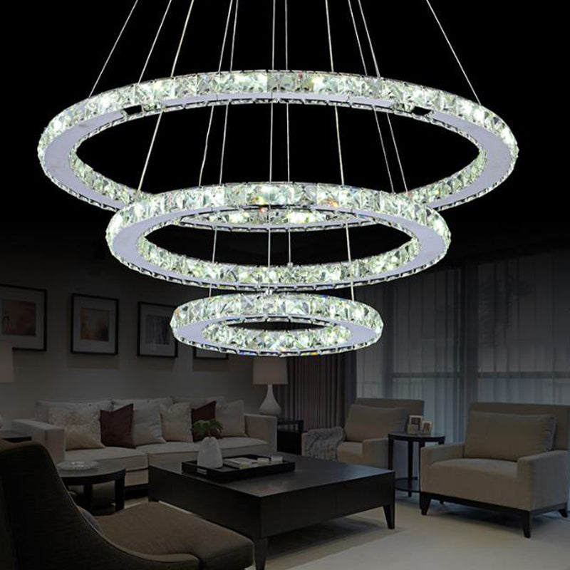 2/3 Tiers Crystal Encrusted Chandelier LED Pendant Light - Rebooters