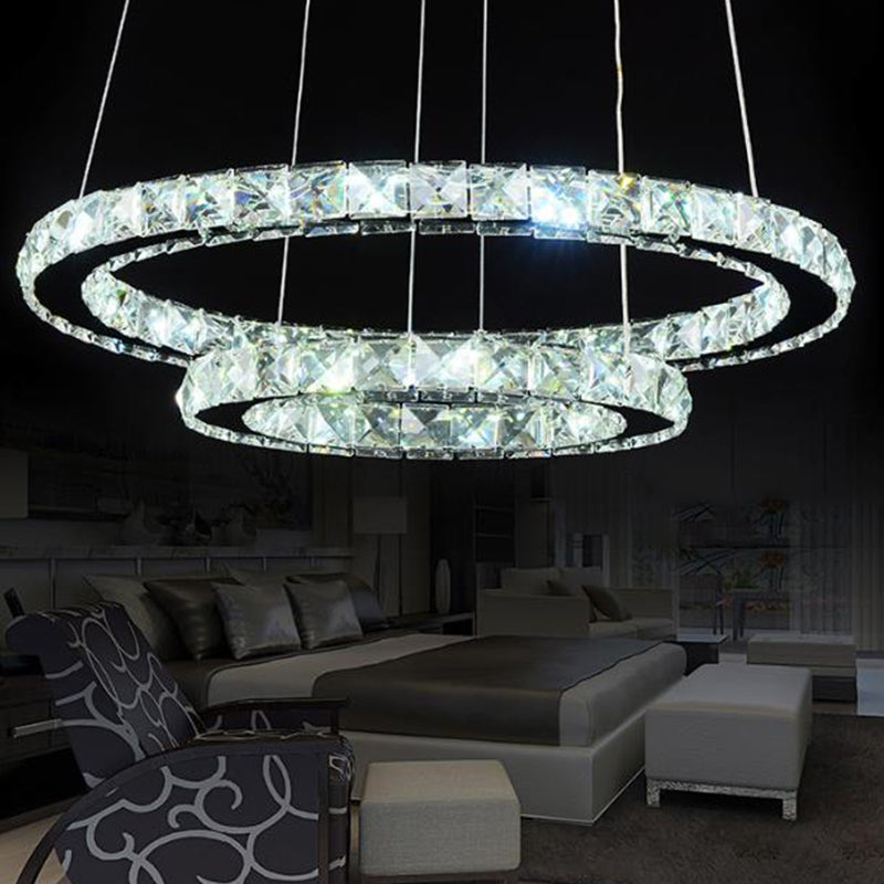 2/3 Tiers Crystal Encrusted Chandelier LED Pendant Light - Rebooters