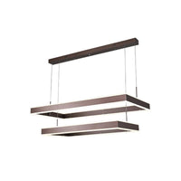 Aluminum 2/3-Tiered Rectangular Pendant Light Modernism Brown LED Chandelier - Rebooters