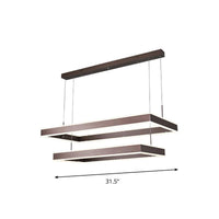 Aluminum 2/3-Tiered Rectangular Pendant Light Modernism Brown LED Chandelier - Rebooters