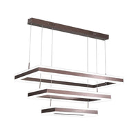 Aluminum 2/3-Tiered Rectangular Pendant Light Modernism Brown LED Chandelier - Rebooters