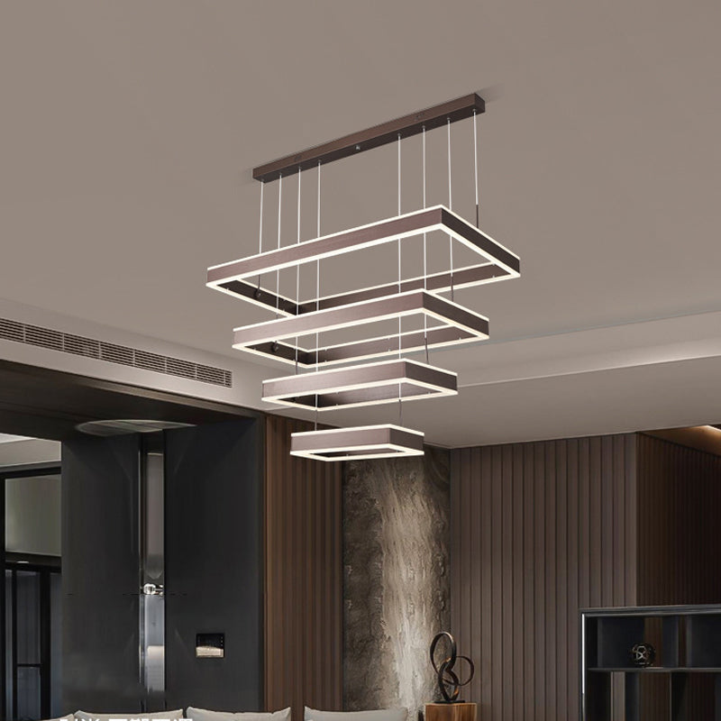 Simplicity LED Hanging Ceiling Light Coffee 2/3/4 Tiered Chandelier - Rebooters