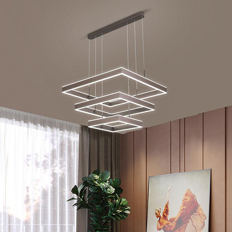 2/3/4 Tiers Square Living Room Chandelier Acrylic LED Pendant - Rebooters
