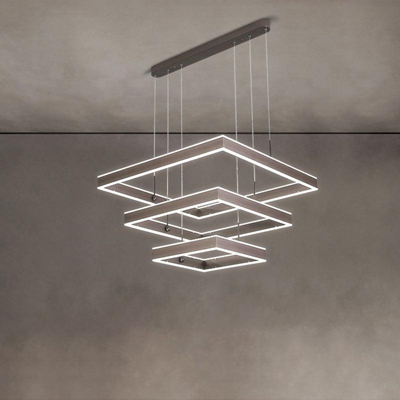 2/3/4 Tiers Square Living Room Chandelier Acrylic LED Pendant - Rebooters